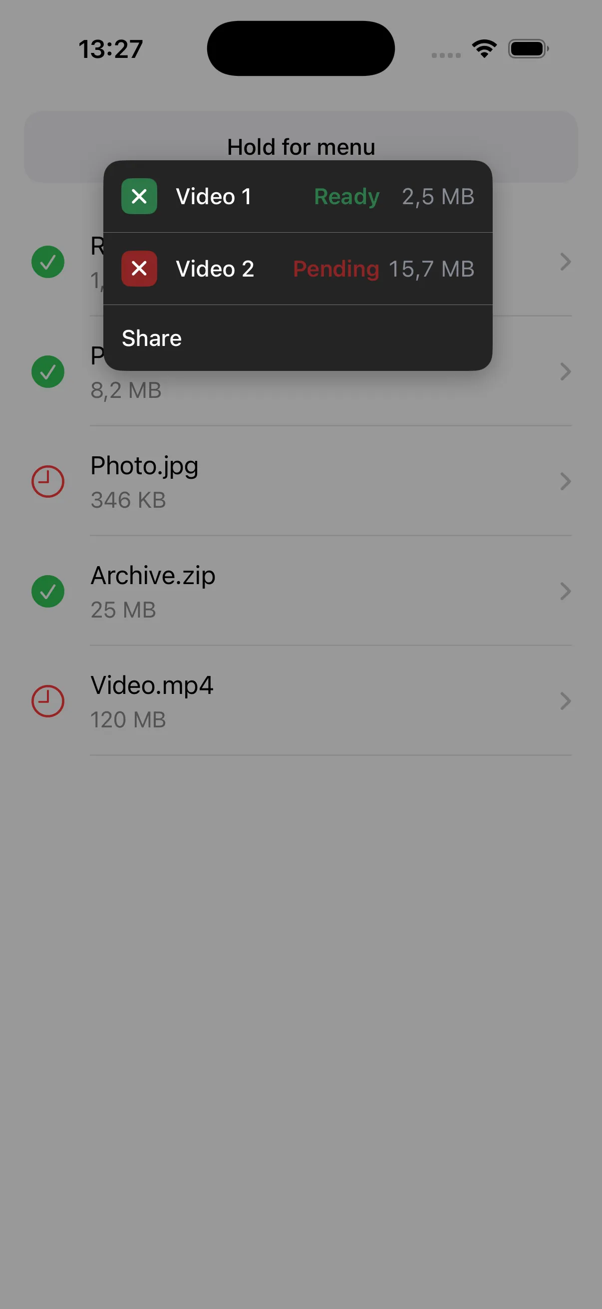 Final custom context menu